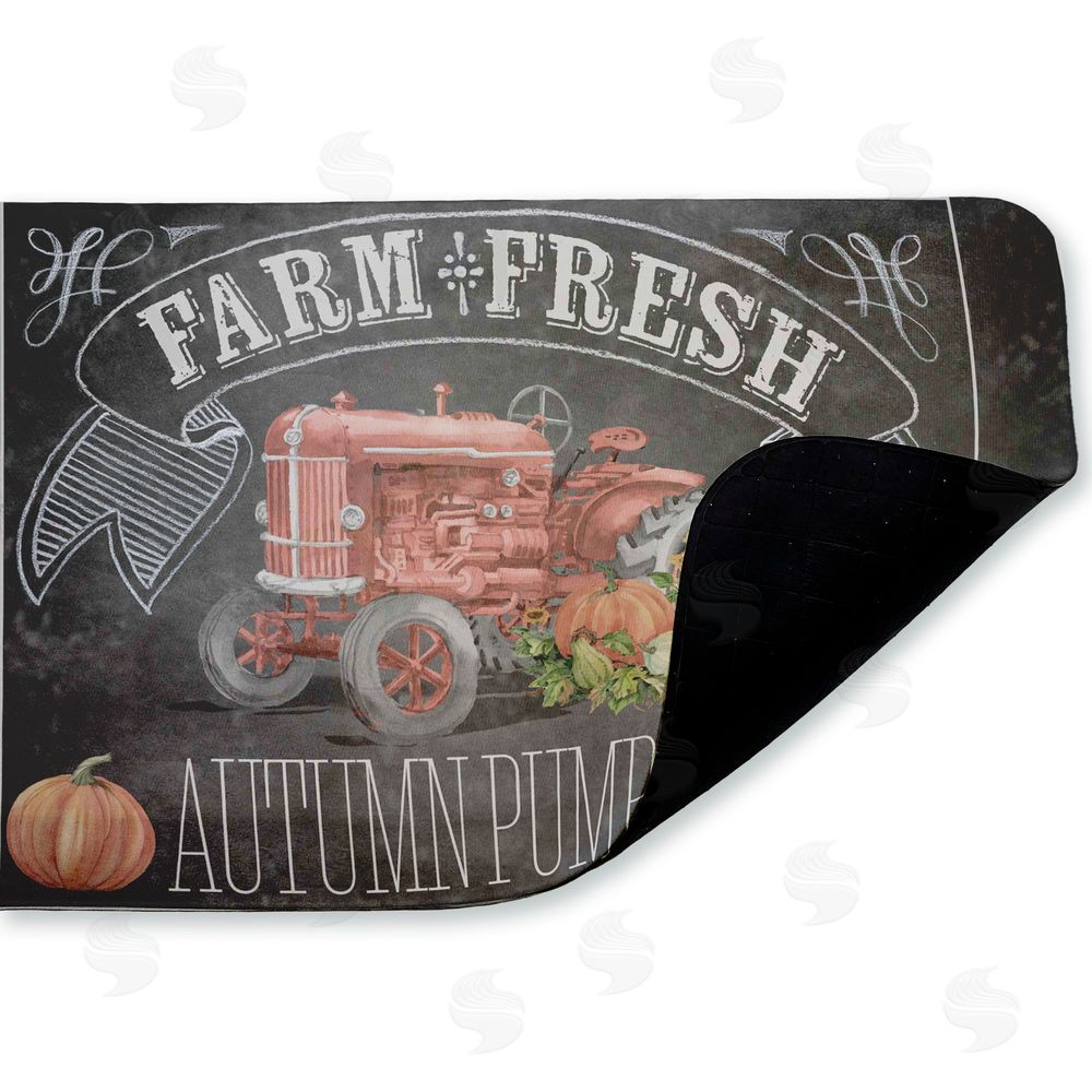 Paul Brent Autumn Tractor Chalkboard Pumpkins Kitchen Floor Mat