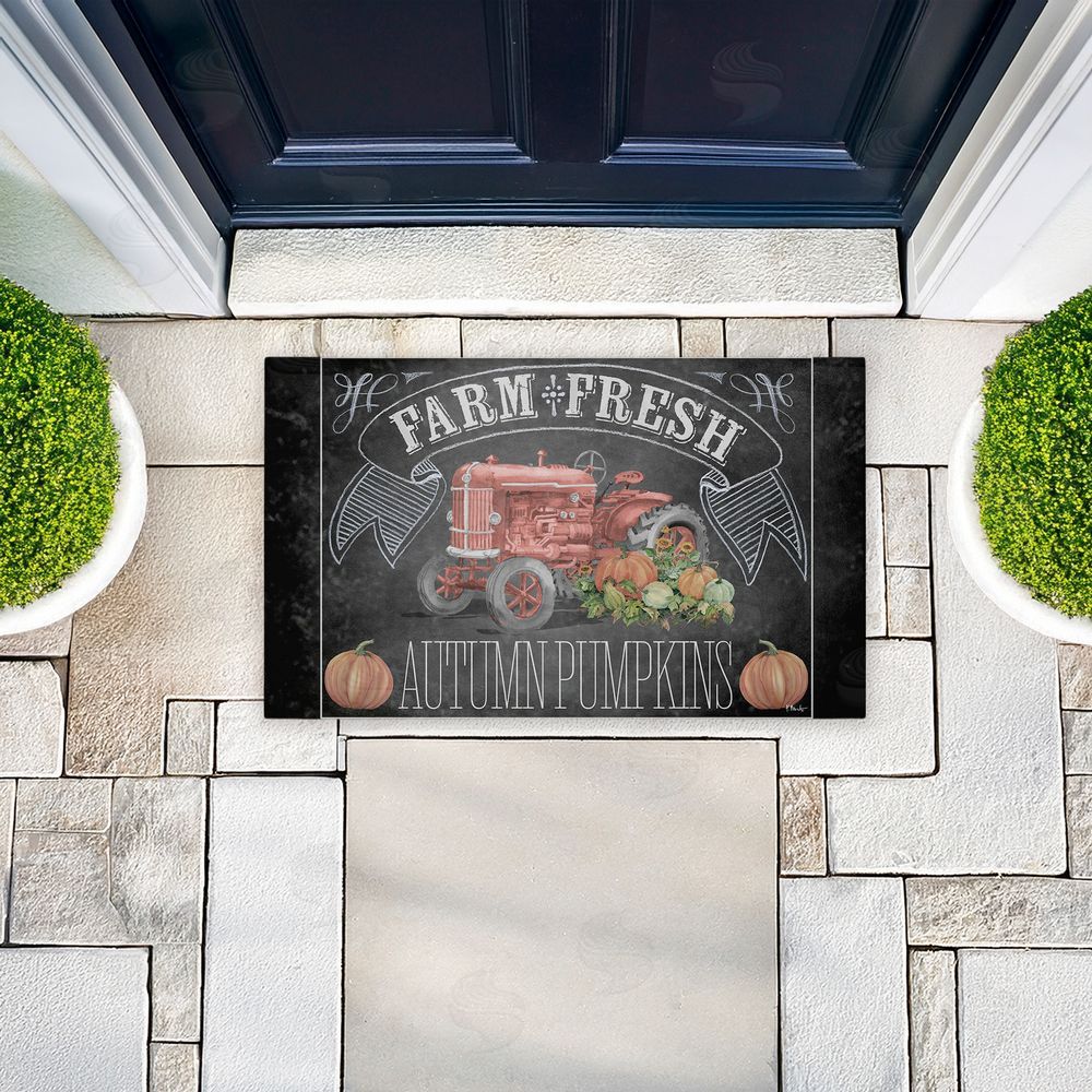 Paul Brent Autumn Tractor Chalkboard Pumpkins Unwoven Outdoor Door Mat