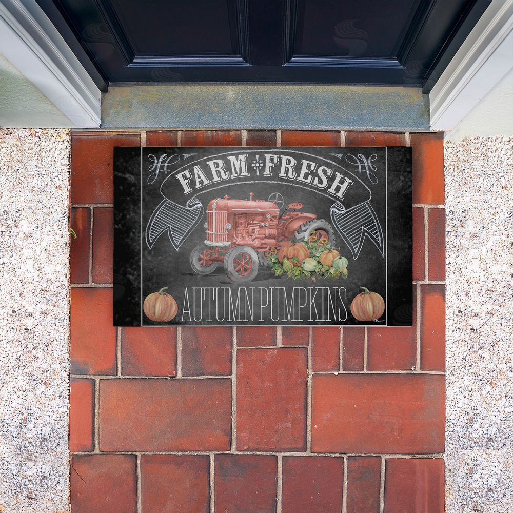 Paul Brent Autumn Tractor Chalkboard Pumpkins Unwoven Outdoor Door Mat