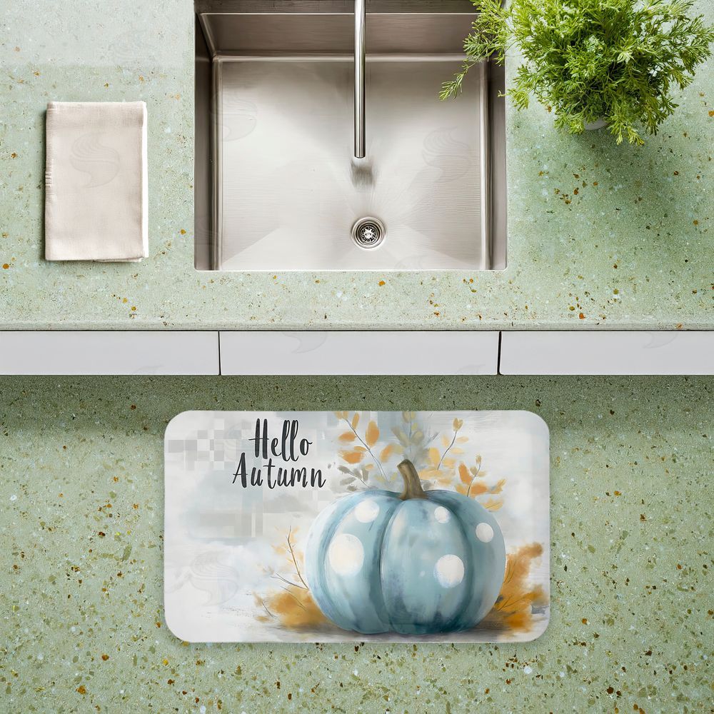Creative Studio Hello Autumn Blue Pumpkin Kitchen Floor Mat