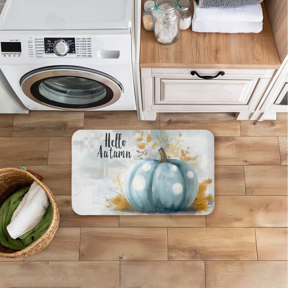 Creative Studio Hello Autumn Blue Pumpkin Kitchen Floor Mat