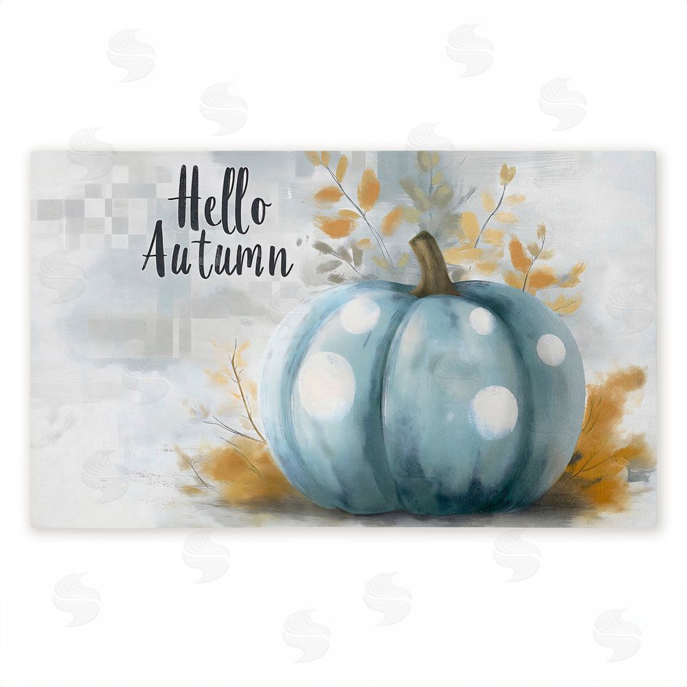 Creative Studio Hello Autumn Blue Pumpkin Unwoven Outdoor Door Mat