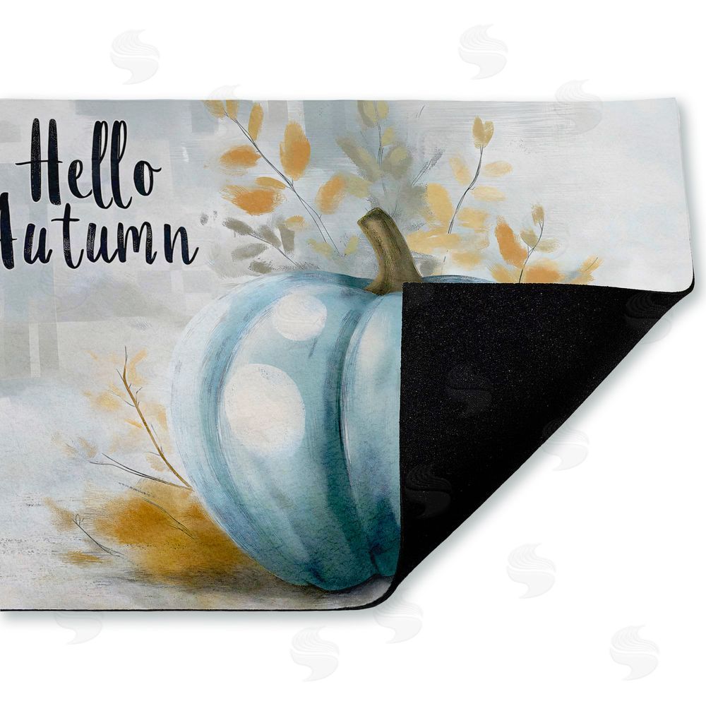 Creative Studio Hello Autumn Blue Pumpkin Unwoven Outdoor Door Mat