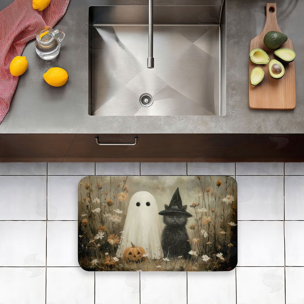 Arlington Prints Ghost & Black Kitten Kitchen Floor Mat
