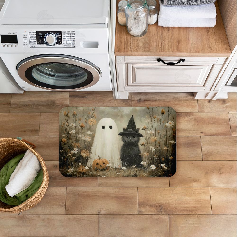 Arlington Prints Ghost & Black Kitten Kitchen Floor Mat