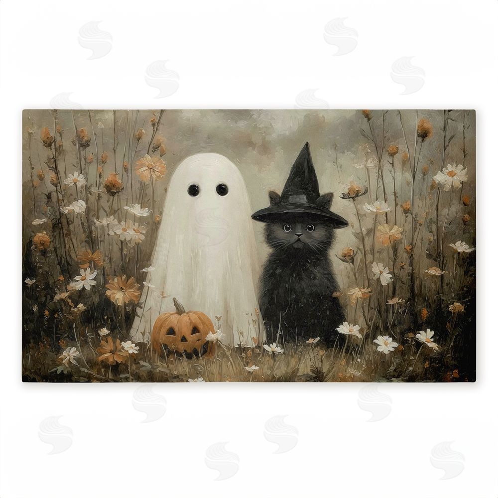 Arlington Prints Ghost & Black Kitten Unwoven Outdoor Door Mat