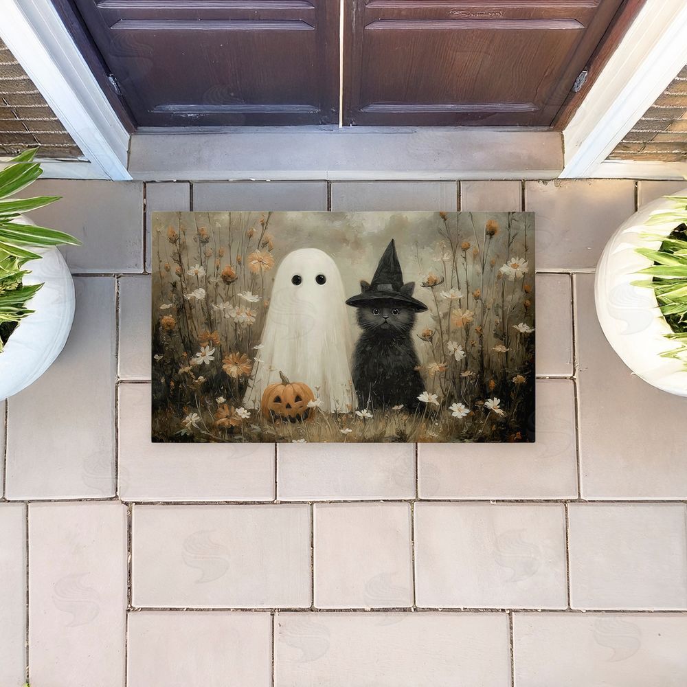 Arlington Prints Ghost & Black Kitten Unwoven Outdoor Door Mat