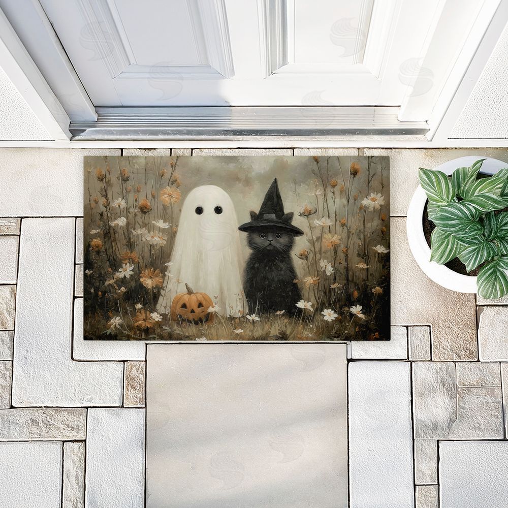 Arlington Prints Ghost & Black Kitten Unwoven Outdoor Door Mat