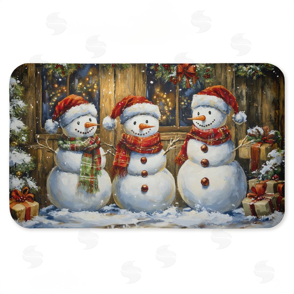 Creative Studio Rustic Snowman Trio Kitchen Floor Mat