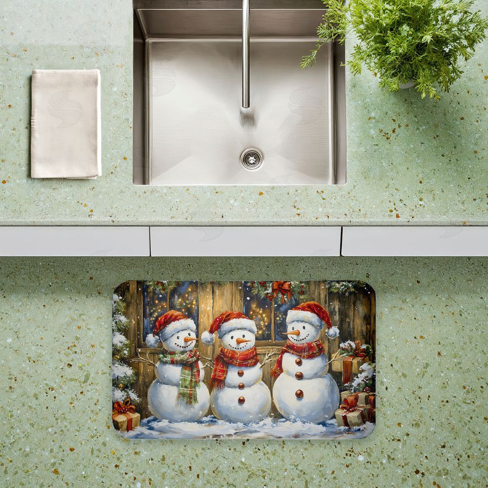 Creative Studio Rustic Snowman Trio Kitchen Floor Mat