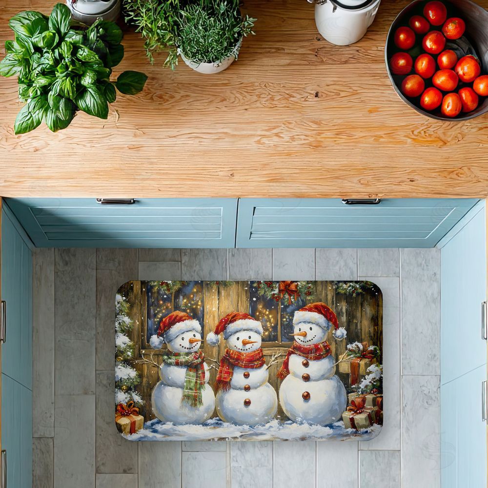 Creative Studio Rustic Snowman Trio Kitchen Floor Mat