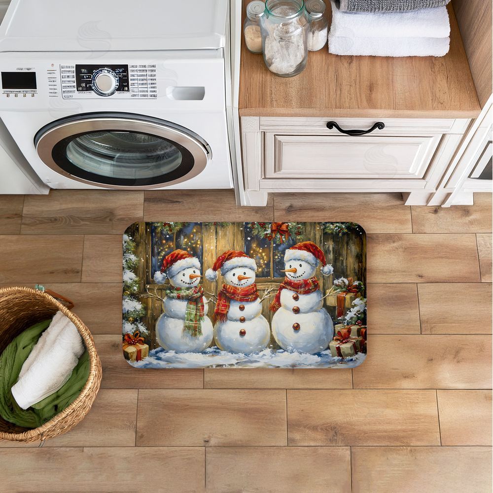 Creative Studio Rustic Snowman Trio Kitchen Floor Mat