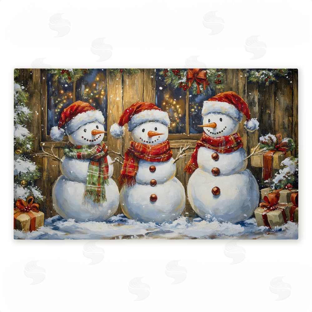 Creative Studio Rustic Snowman Trio Unwoven Outdoor Door Mat
