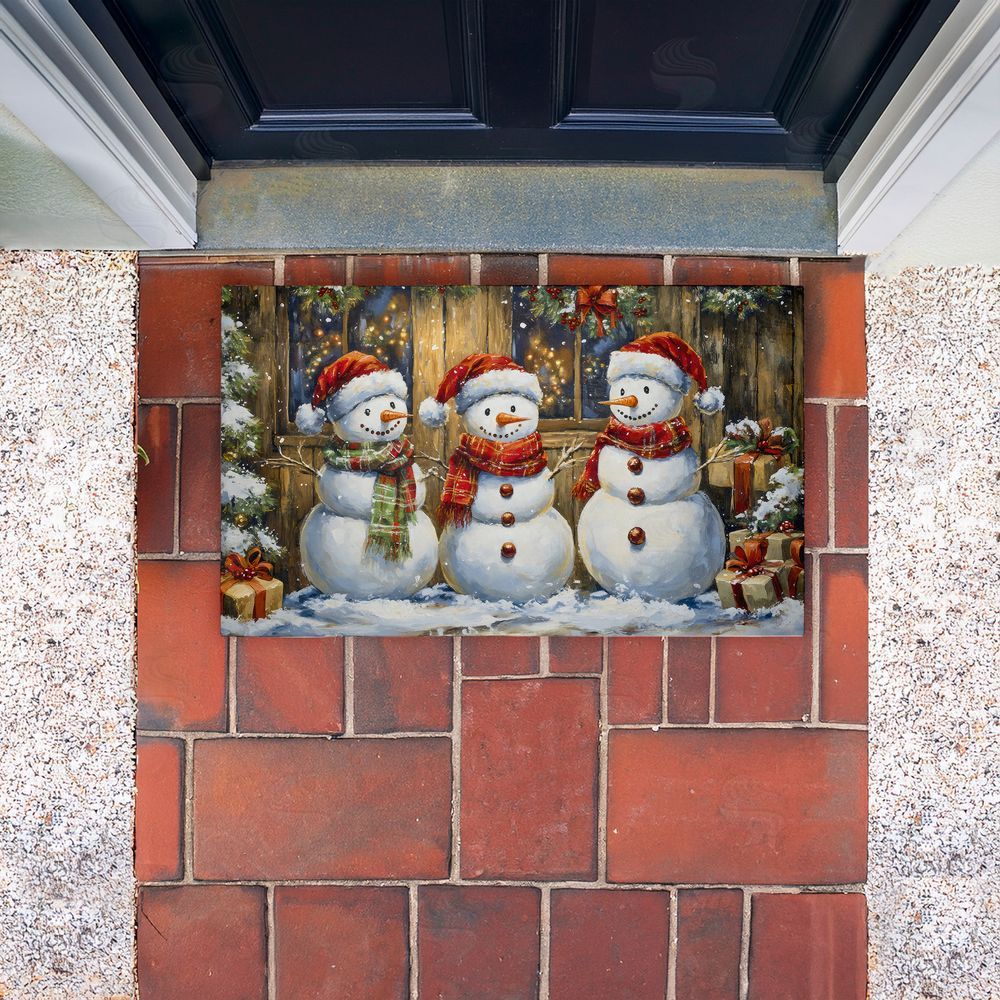 Creative Studio Rustic Snowman Trio Unwoven Outdoor Door Mat