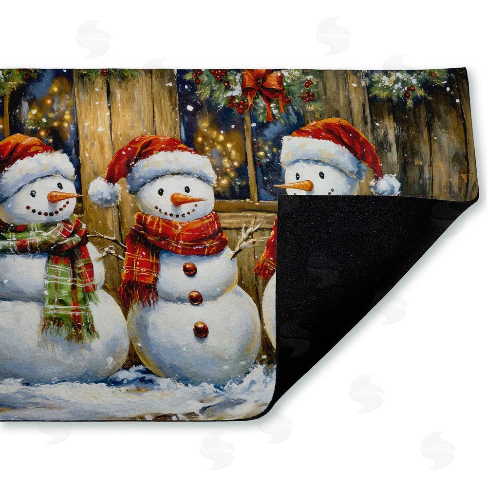 Creative Studio Rustic Snowman Trio Unwoven Outdoor Door Mat