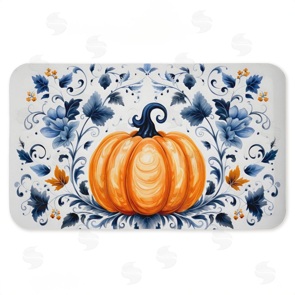 Creative Studio Pumpkin with Symmetrical Florals Kitchen Floor Mat
