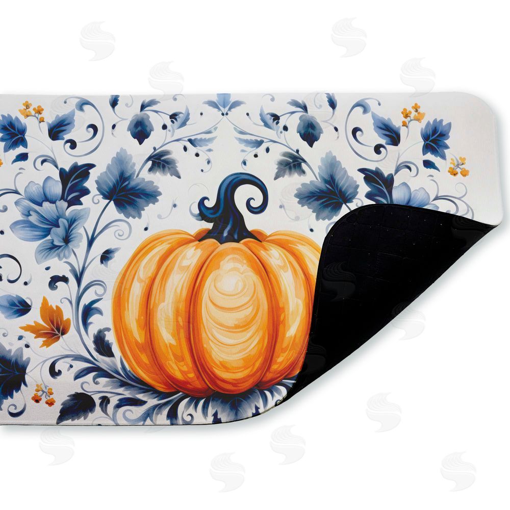 Creative Studio Pumpkin with Symmetrical Florals Kitchen Floor Mat