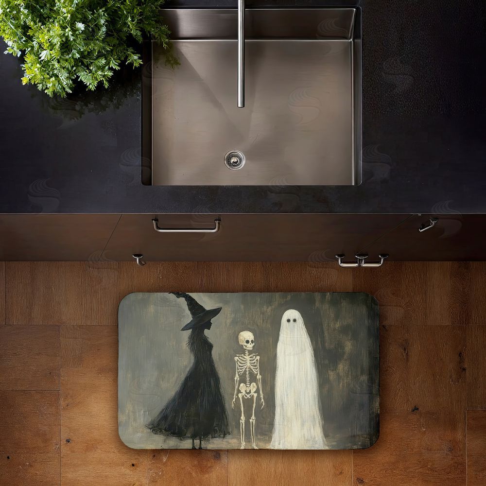 Petal Prints Design Halloween Terror Trio Kitchen Floor Mat