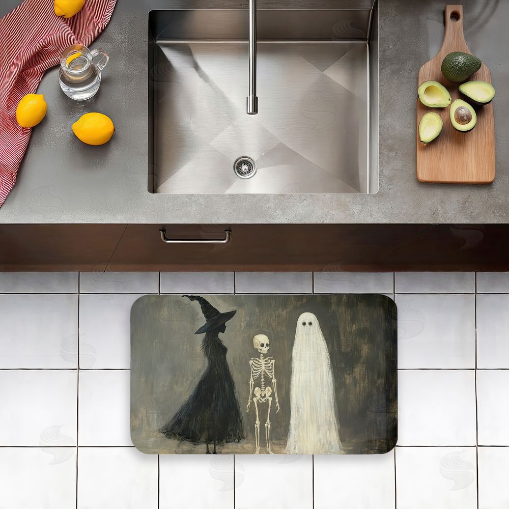 Petal Prints Design Halloween Terror Trio Kitchen Floor Mat