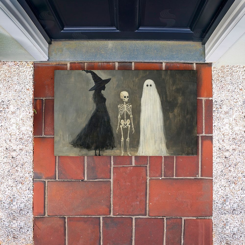 Petal Prints Design Halloween Terror Trio Unwoven Outdoor Door Mat