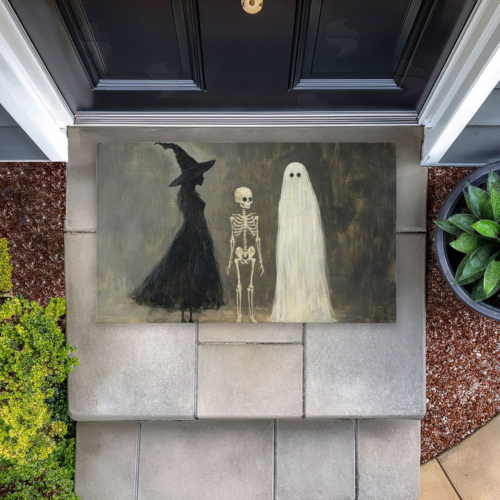 Petal Prints Design Halloween Terror Trio Unwoven Outdoor Door Mat