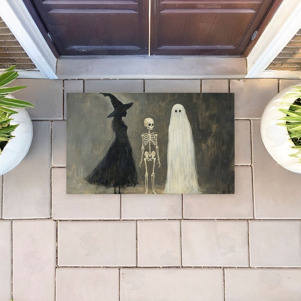 Petal Prints Design Halloween Terror Trio Unwoven Outdoor Door Mat