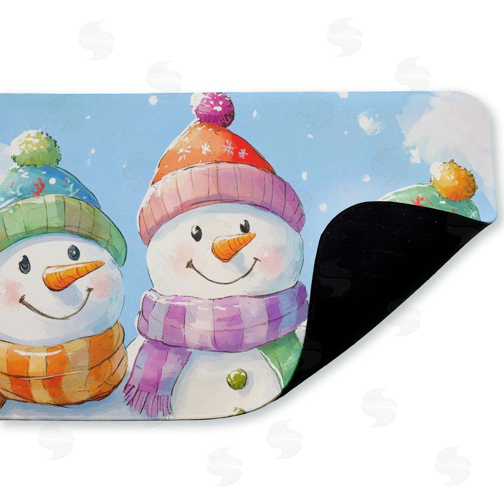 Petal Prints Design Happy Snowmen Trio Kitchen Floor Mat