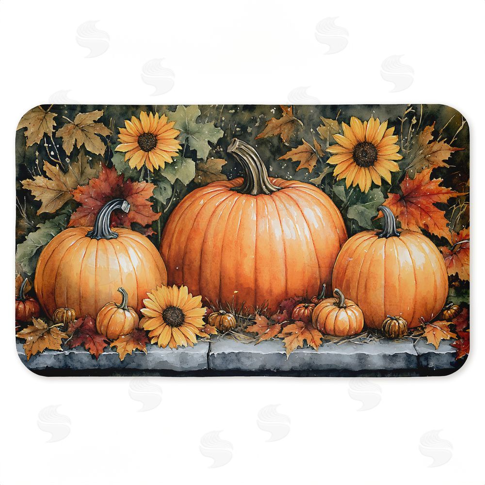 Creative Studio Autumn Pumpkins on Ledge Kitchen Floor Mat