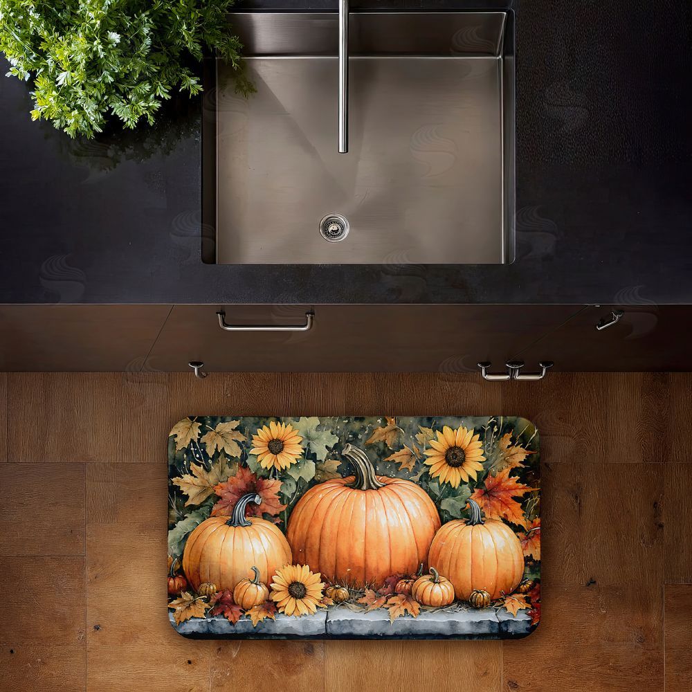 Creative Studio Autumn Pumpkins on Ledge Kitchen Floor Mat