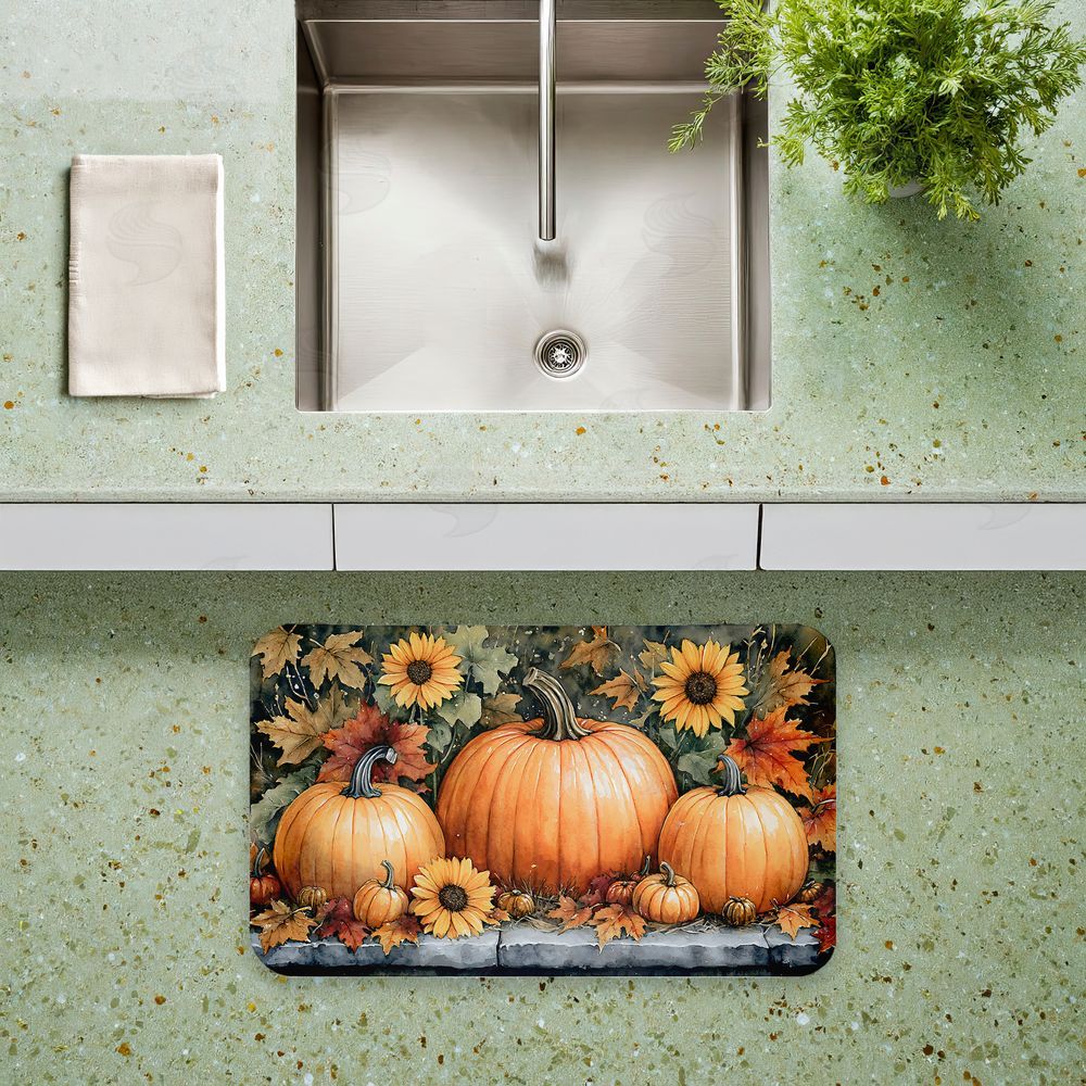 Creative Studio Autumn Pumpkins on Ledge Kitchen Floor Mat