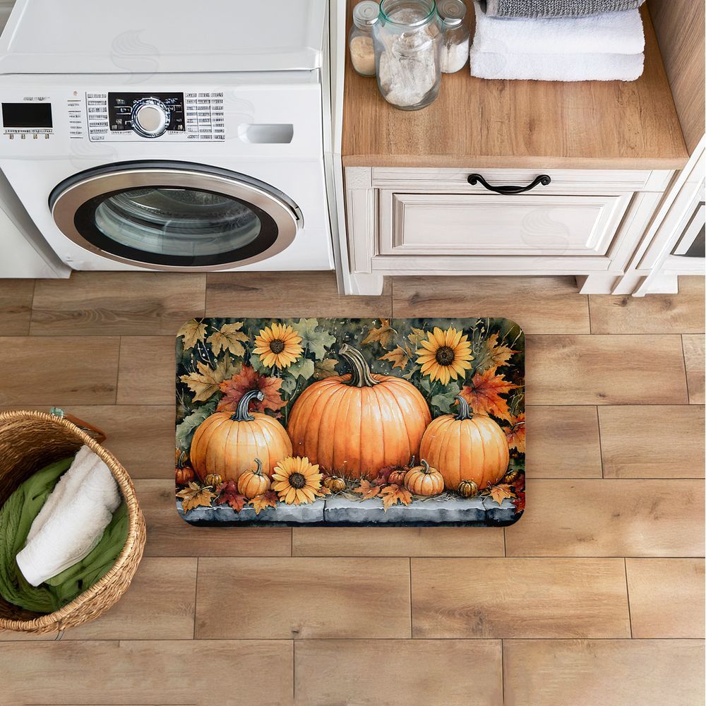 Creative Studio Autumn Pumpkins on Ledge Kitchen Floor Mat