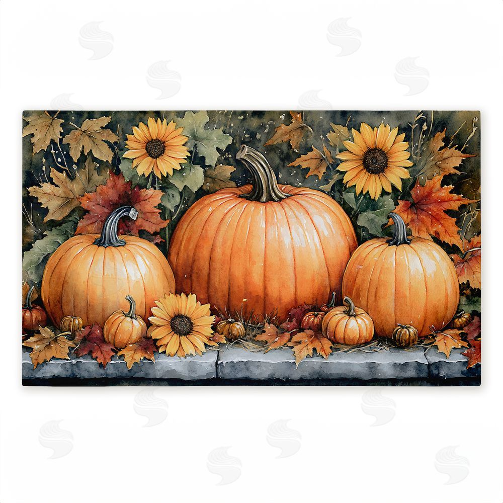 Creative Studio Autumn Pumpkins on Ledge Unwoven Outdoor Door Mat