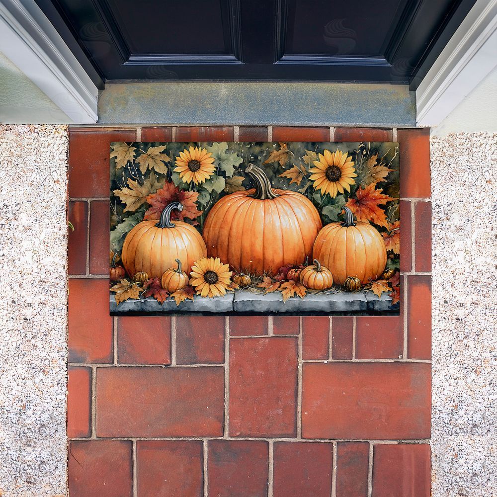 Creative Studio Autumn Pumpkins on Ledge Unwoven Outdoor Door Mat