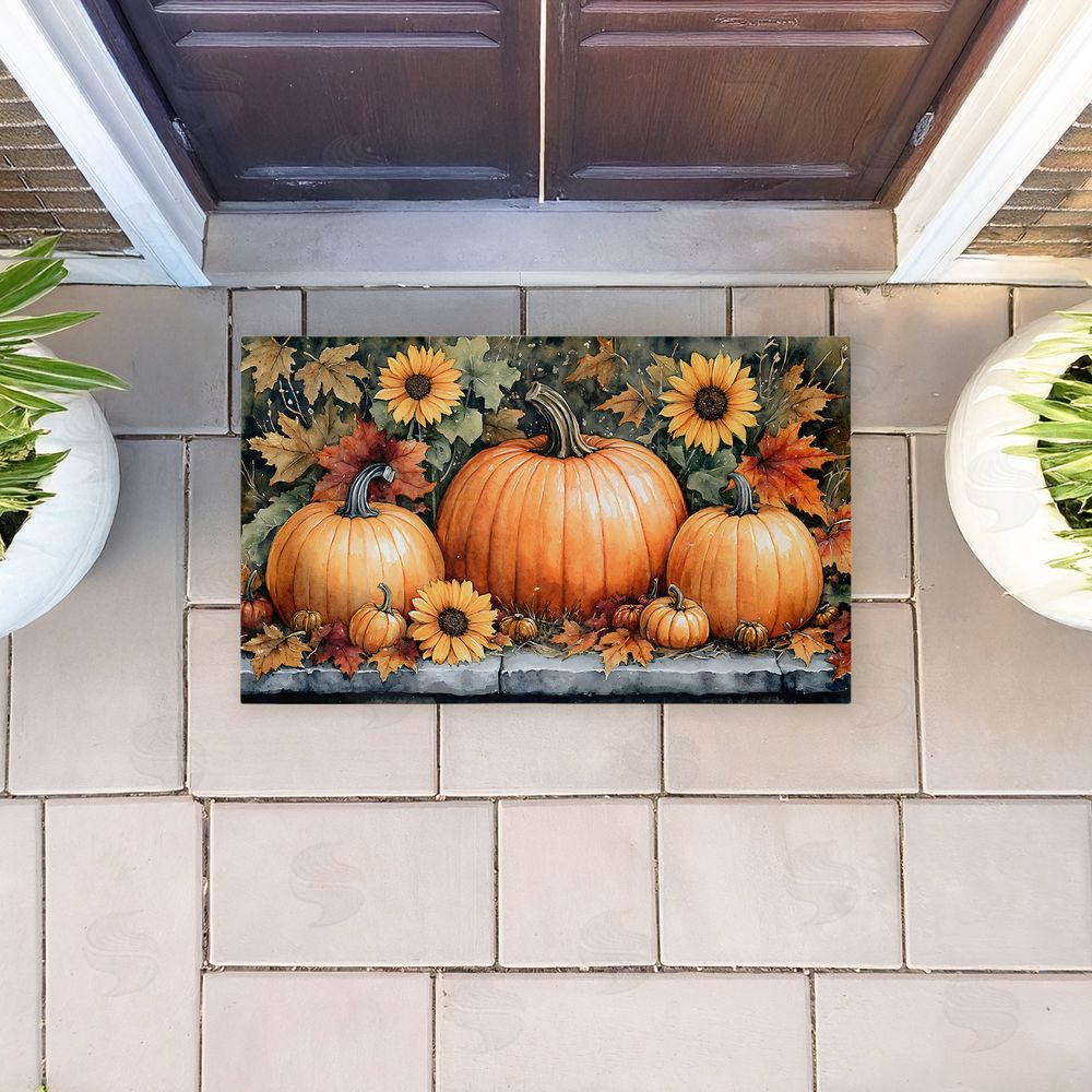 Creative Studio Autumn Pumpkins on Ledge Unwoven Outdoor Door Mat