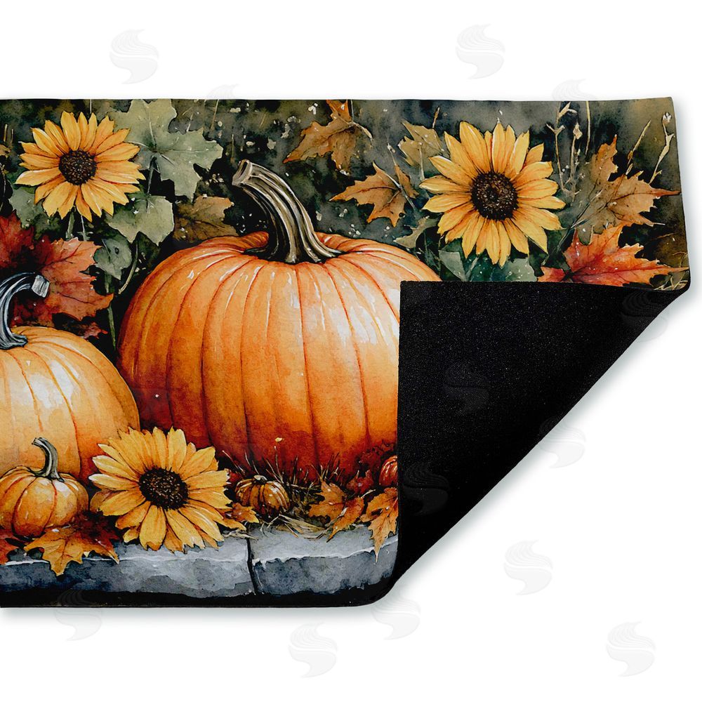 Creative Studio Autumn Pumpkins on Ledge Unwoven Outdoor Door Mat