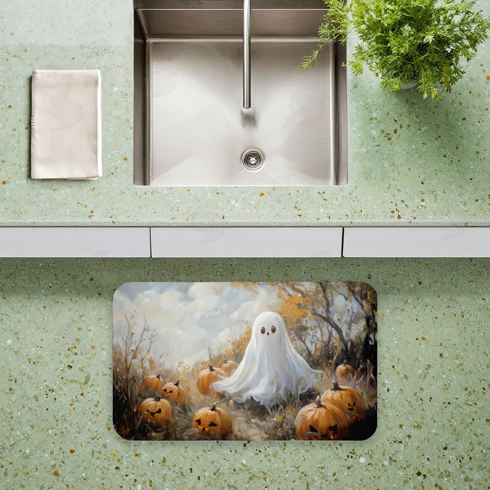 Creative Studio Ghost in Field of Pumpkins Kitchen Floor Mat