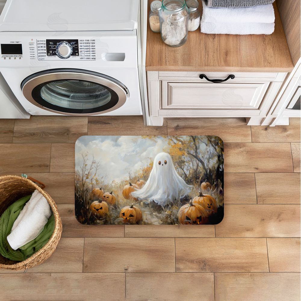 Creative Studio Ghost in Field of Pumpkins Kitchen Floor Mat