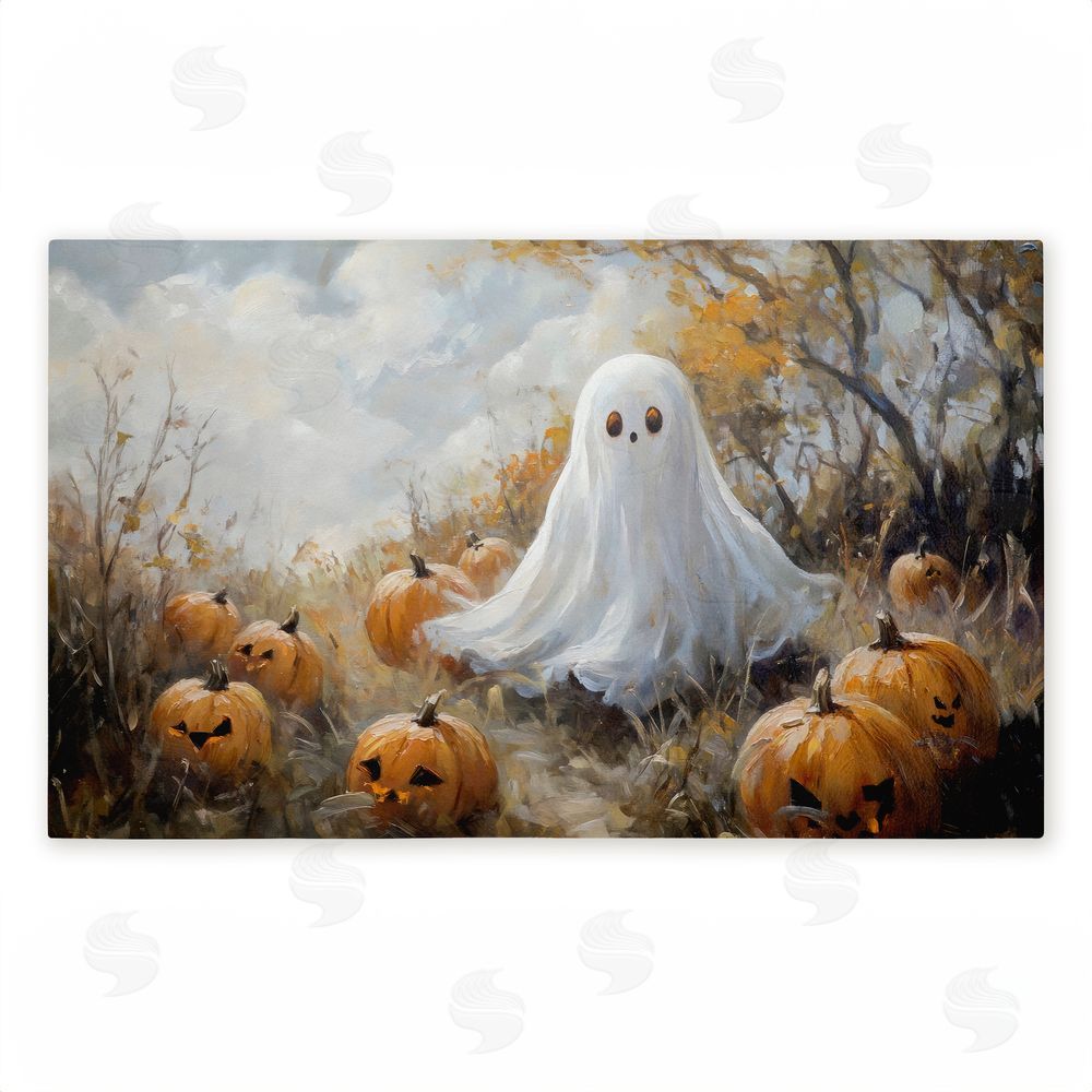 Creative Studio Ghost in Field of Pumpkins Unwoven Outdoor Door Mat