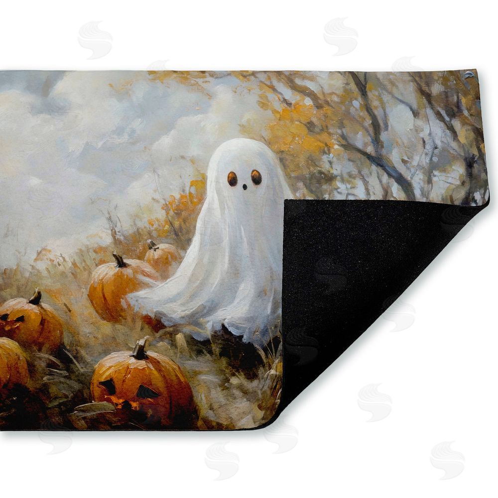 Creative Studio Ghost in Field of Pumpkins Unwoven Outdoor Door Mat