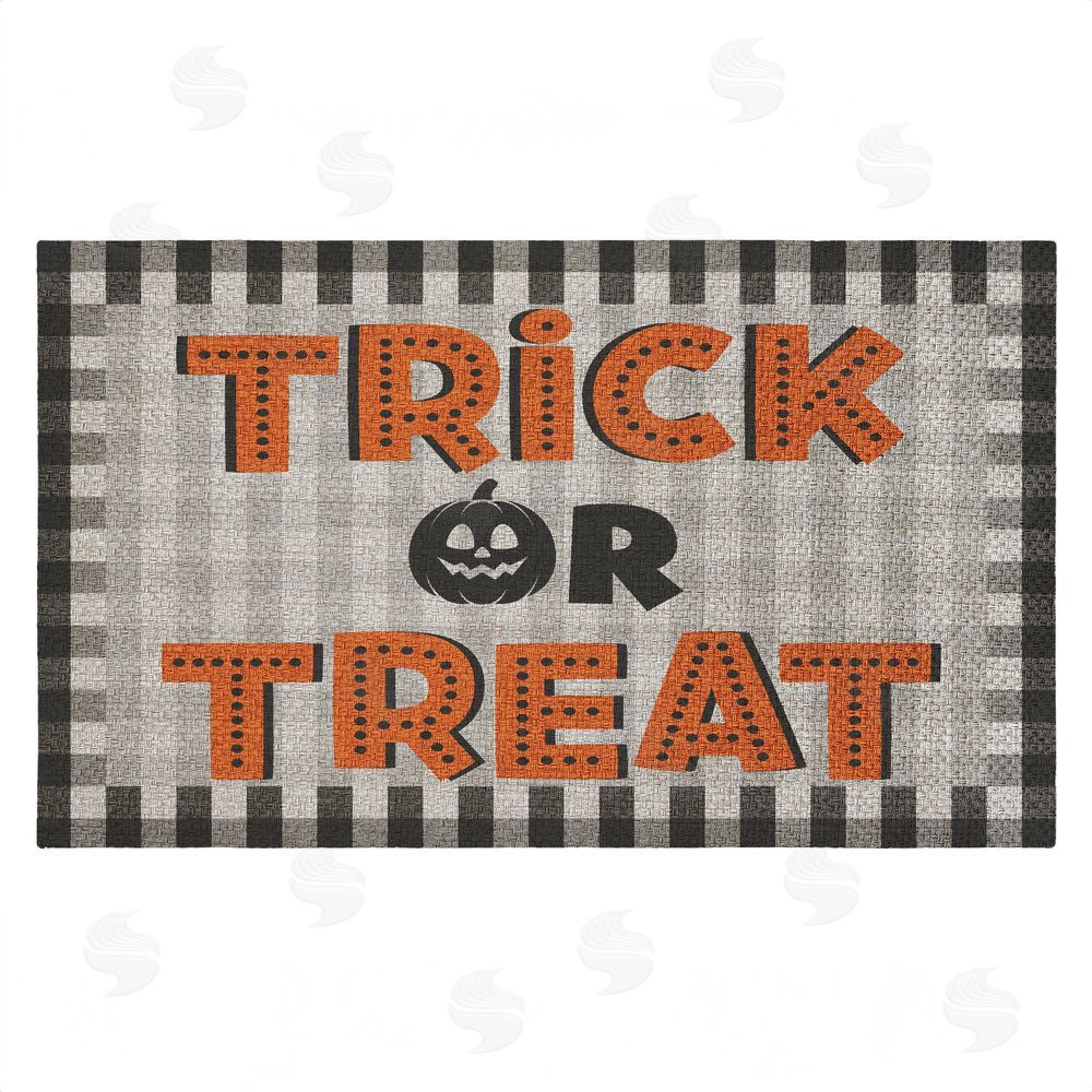 Marcus Prime Trick Or Treat Gingham Outdoor Faux Sisal Door Mat