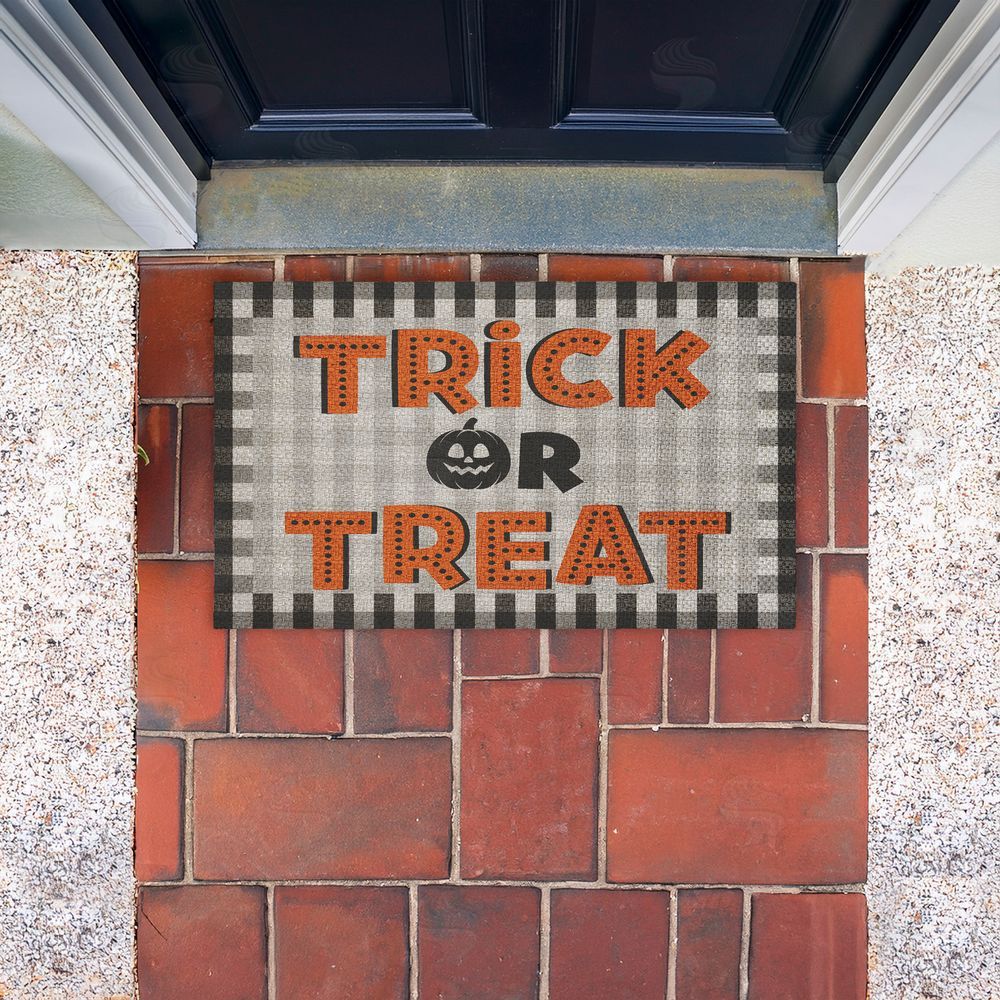 Marcus Prime Trick Or Treat Gingham Outdoor Faux Sisal Door Mat