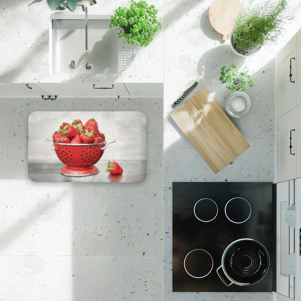 Lori Deiter Colander of Fresh Strawberries Kitchen Floor Mat
