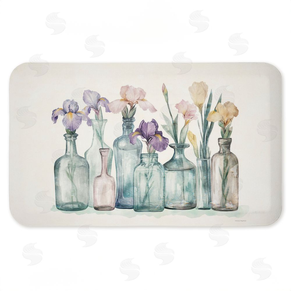 Svetlana Aleynikova Pastel Toned Iris Vases Kitchen Floor Mat