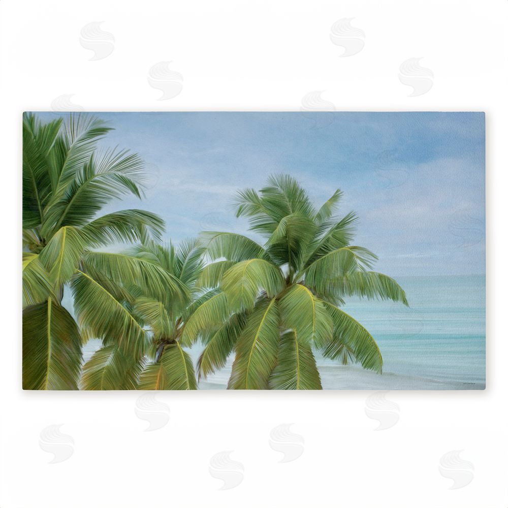 Seven Trees Design Tropical Palms Overlooking Ocean Unwoven Outdoor Door Mat