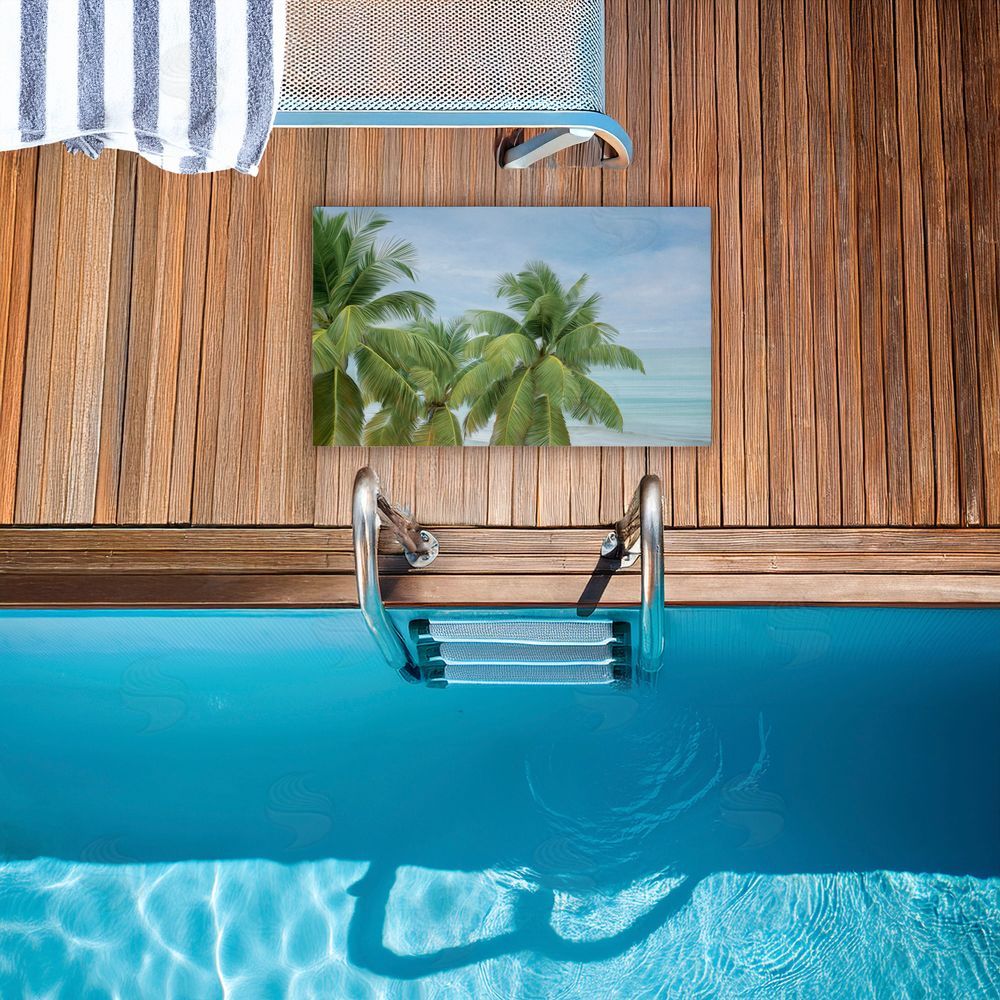 Seven Trees Design Tropical Palms Overlooking Ocean Unwoven Outdoor Door Mat