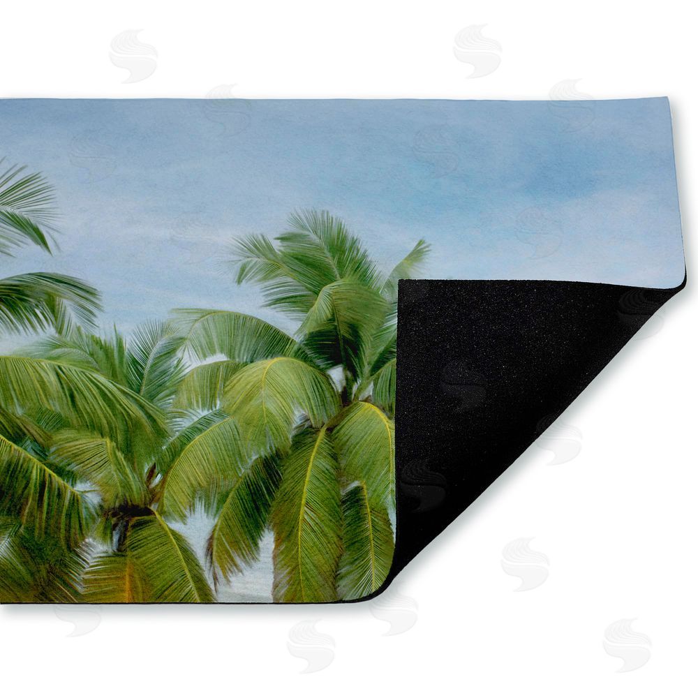 Seven Trees Design Tropical Palms Overlooking Ocean Unwoven Outdoor Door Mat