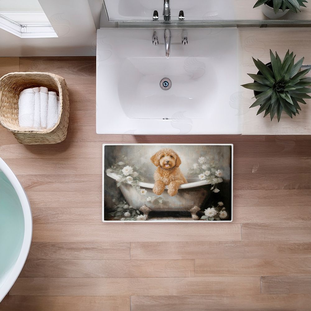 Jo Moulton Fluffy Puppy Floral Bathtub Plush Bathroom Floor Mat
