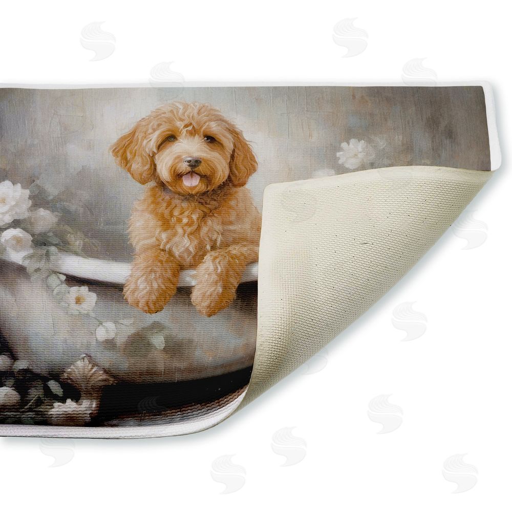 Jo Moulton Fluffy Puppy Floral Bathtub Plush Bathroom Floor Mat