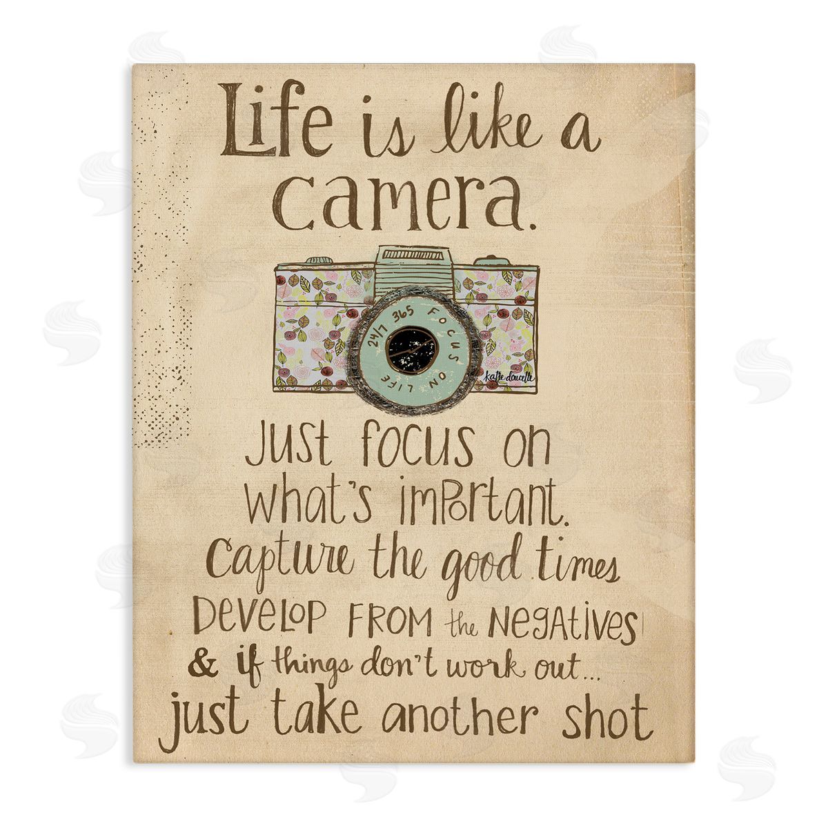 Life Is Like A Camera Inspirational Canvas Wall Art, Home Decor by Katie Doucette