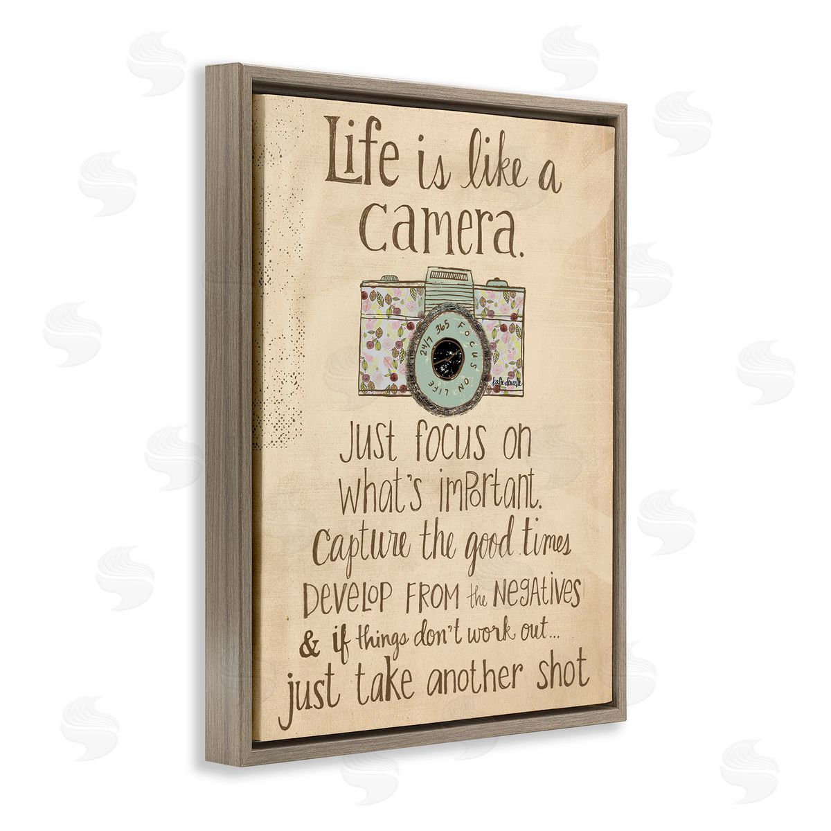 Life Is Like A Camera Inspirational Brown Floating Frame Canvas Wall Art, Home Decor by Katie Doucette